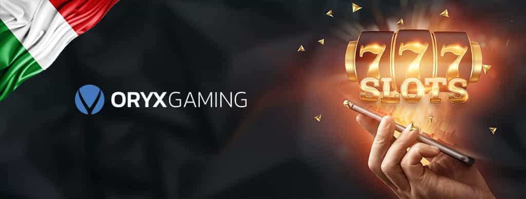 Rulli slot online, bandiera italiana e logo Oryx Gaming