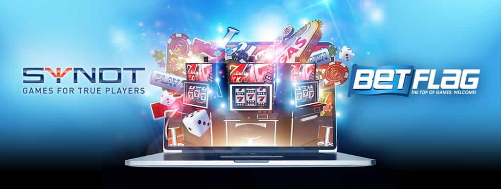 Slot machine online, logo Synot, logo BetFlag