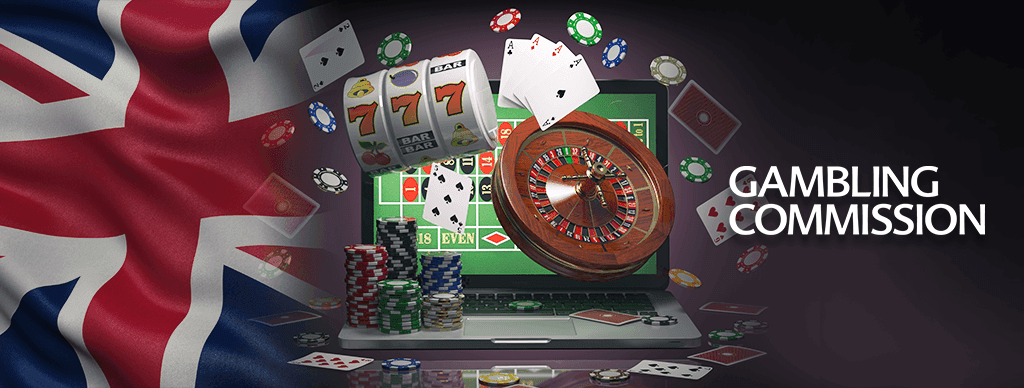 Giochi da casinò online, bandiera UK, logo Gambling Commission