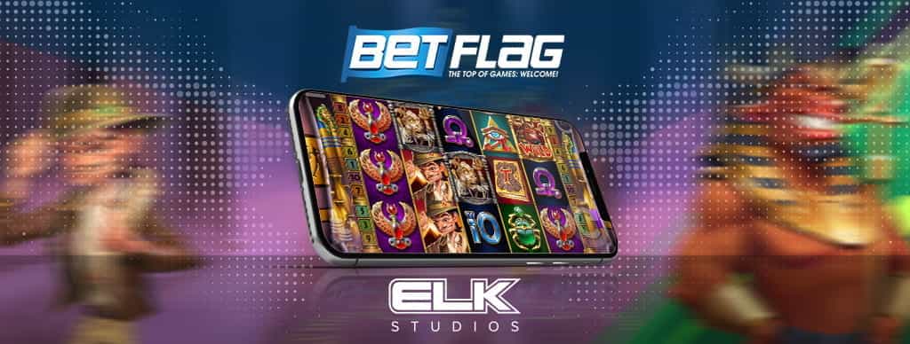 Slot Book of Toro su mobile, logo BetFlag, logo Elk Studios