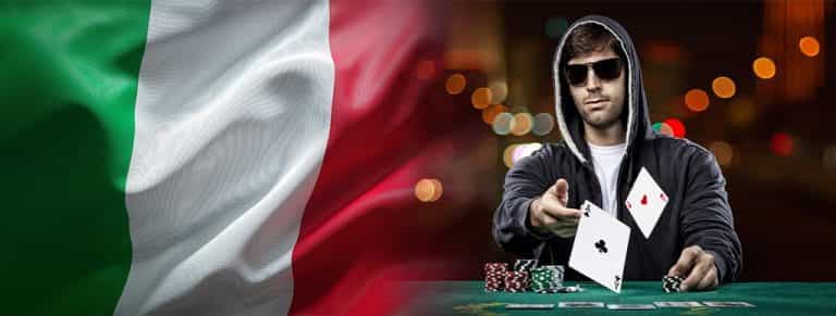 Giocatore di poker, bandiera italiana