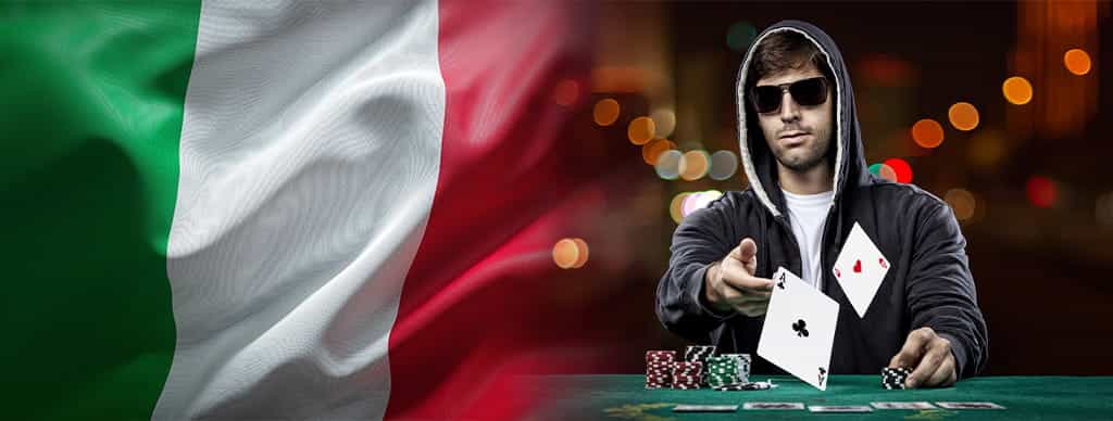 Giocatore di poker, bandiera italiana