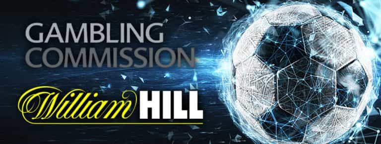Logo Gambling Commission, logo William Hill e un pallone da calcio