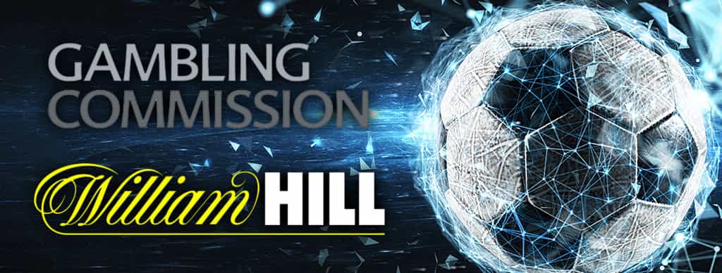Logo Gambling Commission, logo William Hill e un pallone da calcio
