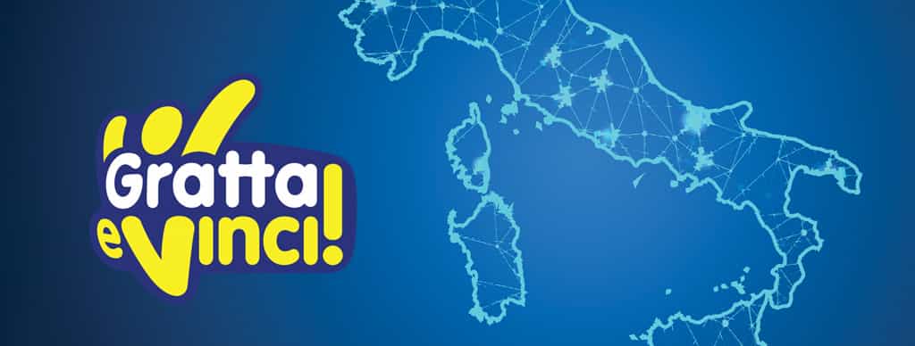 Cartina dell'Italia, logo Gratta e Vinci