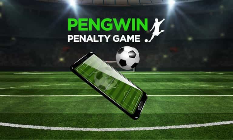 Smartphone con un pallone, logo Pengwin penalty game