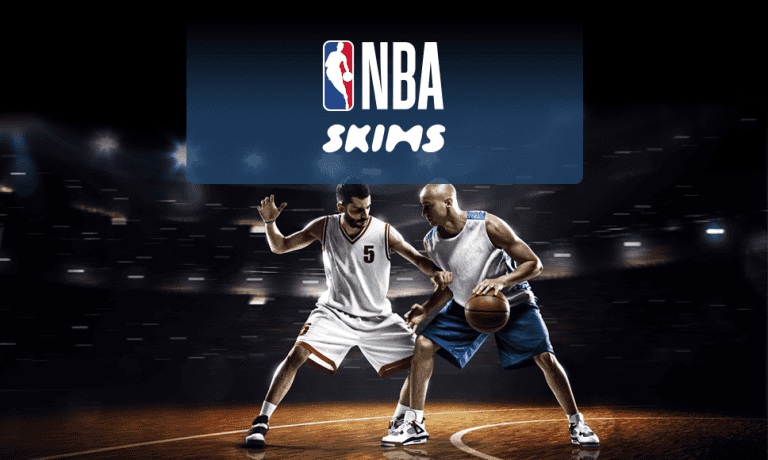 Giocatori di basket, logo NBA, logo Skims