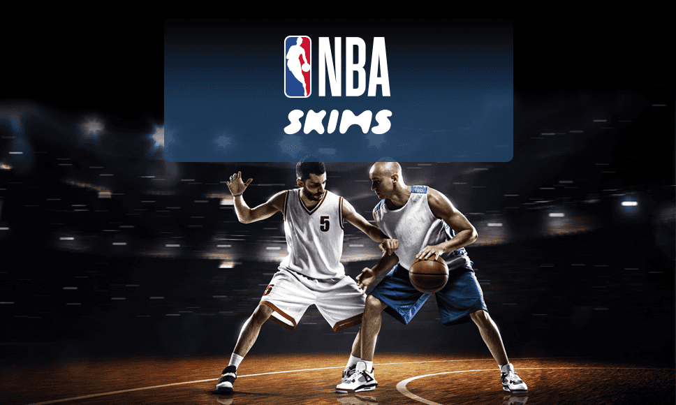 Giocatori di basket, logo NBA, logo Skims