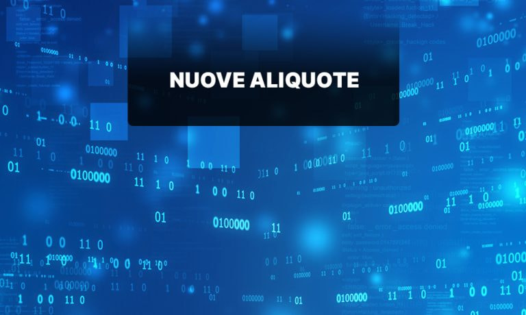 Testo nuove aliquote su sfondo blu e numeri
