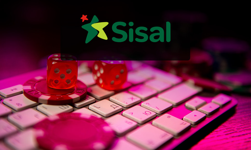 Dadi e fiches su tastiera e logo Sisal
