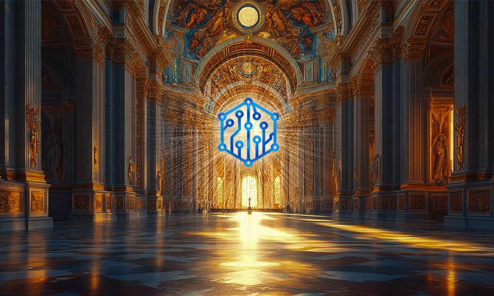 Interno di una chiesa, simbolo meme coin