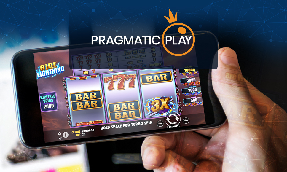 Logo Pragmatic Play e versione mobile della slot Ride the Lightning