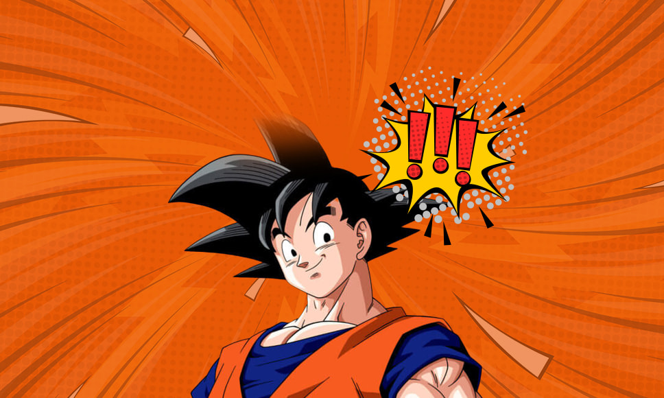 Personaggio Goku e punti esclamativi
