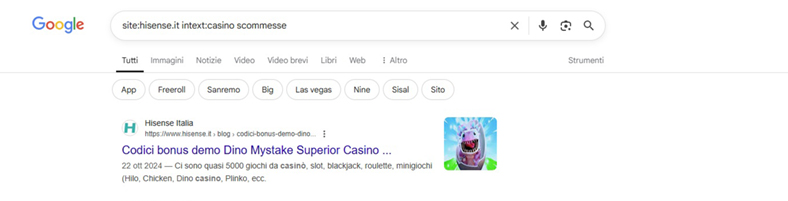Esempio come verificare presenza pagine parassita web sito