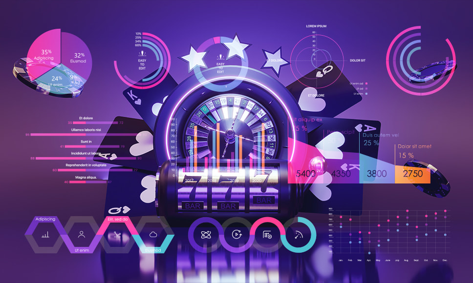 Grafici, roulette, slot e carte da gioco