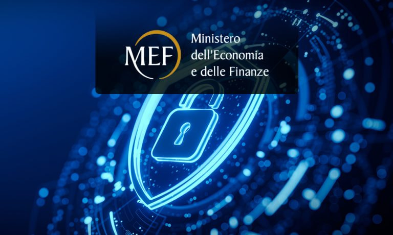 Logo MEF ed elaborazione grafica con lucchetto