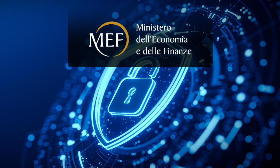 Logo MEF ed elaborazione grafica con lucchetto