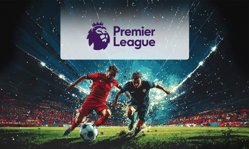 Due giocatori di calcio in azione e logo Premier League