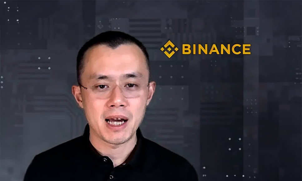 Changpeng Zhao e logo di Binance