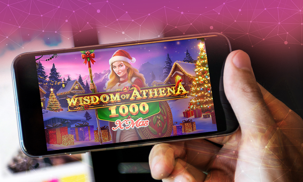 L’anteprima della slot Wisdom of Athena 1000 Xmas su uno smartphone.