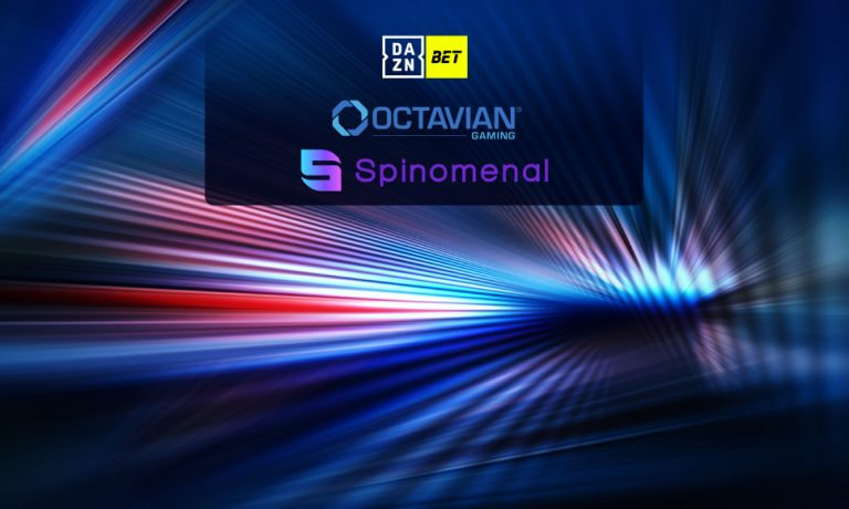 Logo Daznbet, logo Octavian Gaming e logo Spinomenal.
