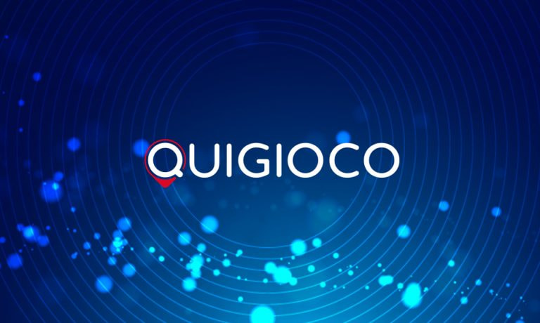 Logo Quigioco con sfondo con elaborazione grafica.