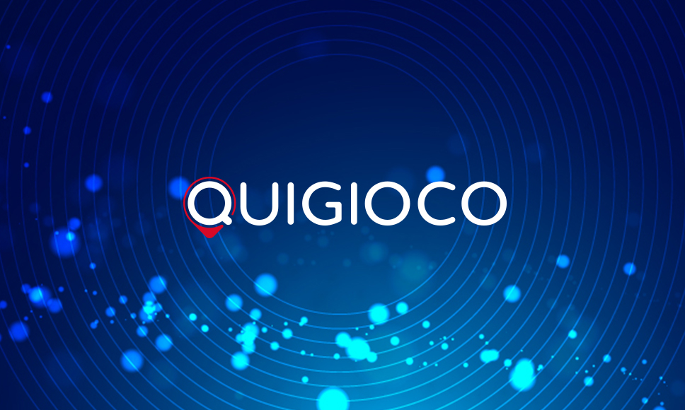 Logo Quigioco con sfondo con elaborazione grafica.