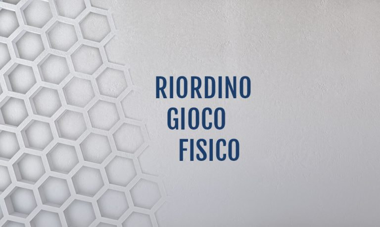 La scritta Riordino gioco online con una elaborazione grafica come sfondo.