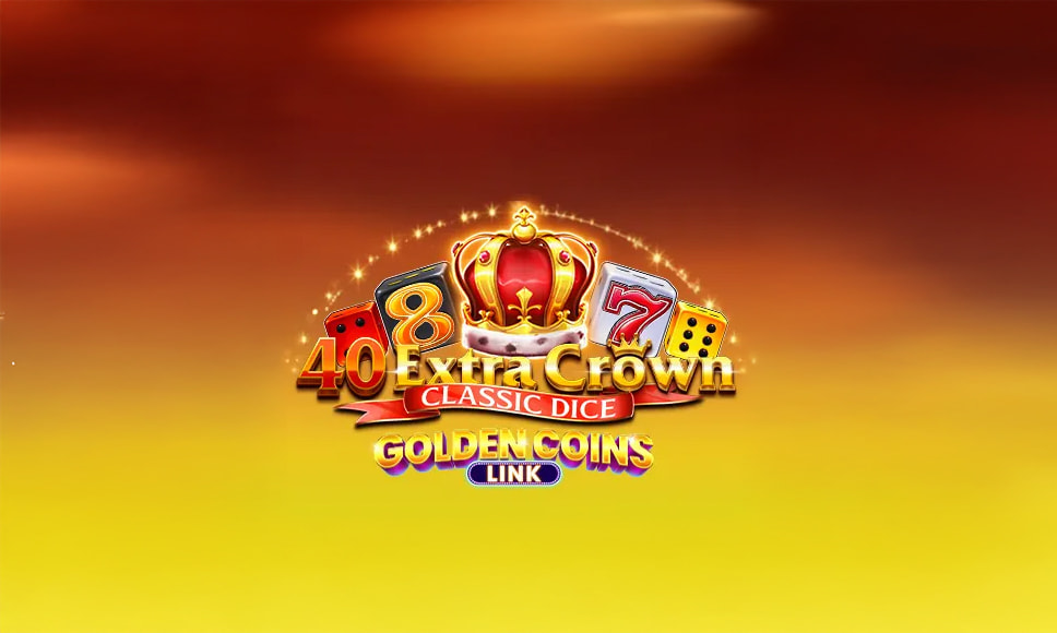 Il logo della slot 40 Extra Crown Golden Coins Link con simboli della corona, numeri e dadi.