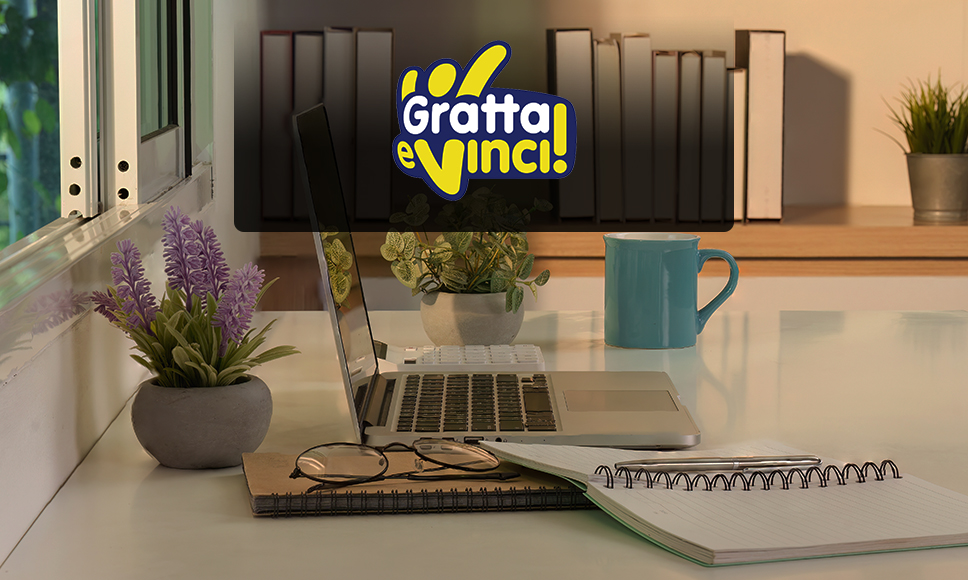 Laptop e logo Gratta e Vinci