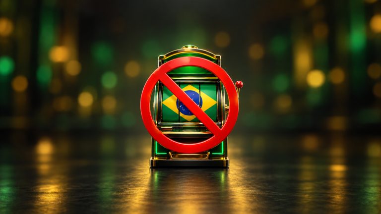 Slot con bandiera brasiliana, segno di divieto